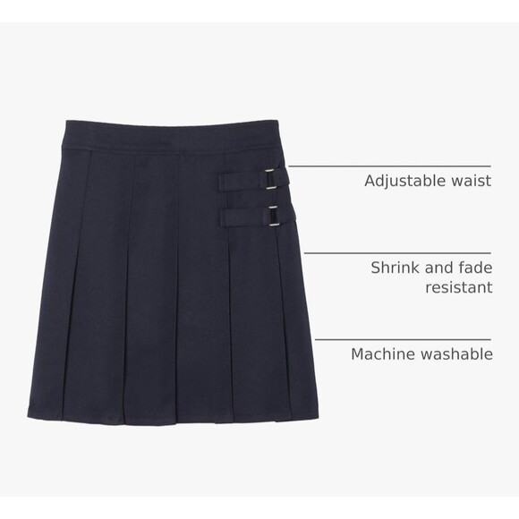 Girls' Adjustable Waist Pleated-Front skirt Two-Tab Scooter navy blue size 16 - Picture 3 of 16